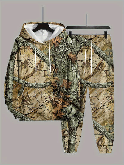 Plus Size Men's 3D Graphic Print Hoodie & Sweatpants Set