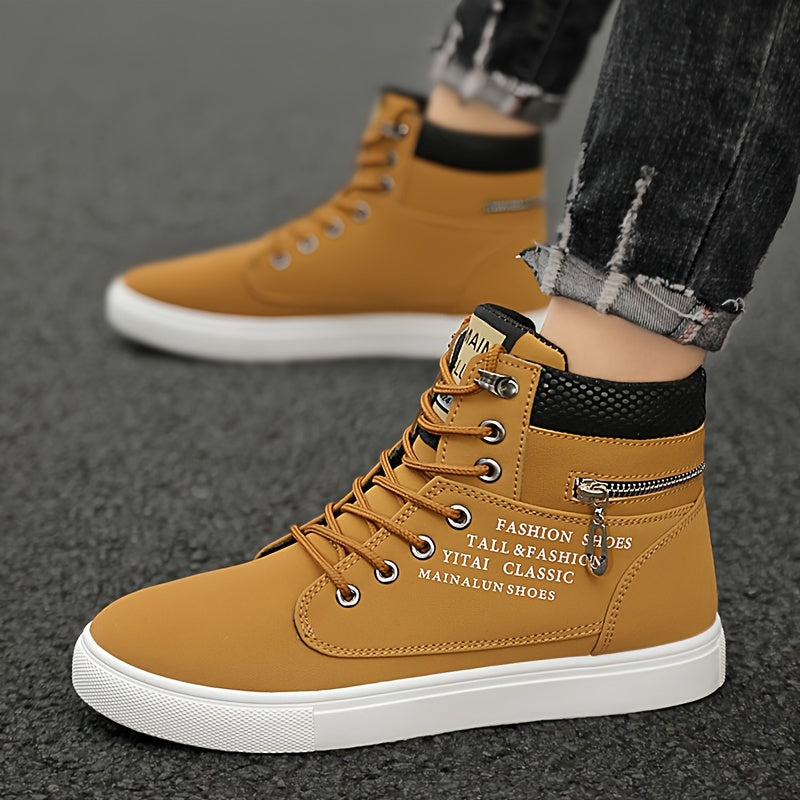 HookUpCo. Men's Plus Size High Top Skate Shoes, Ultra-Comfortable