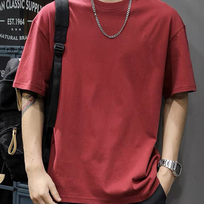 Men's Cotton Crew Neck Tee for Summer Comfort