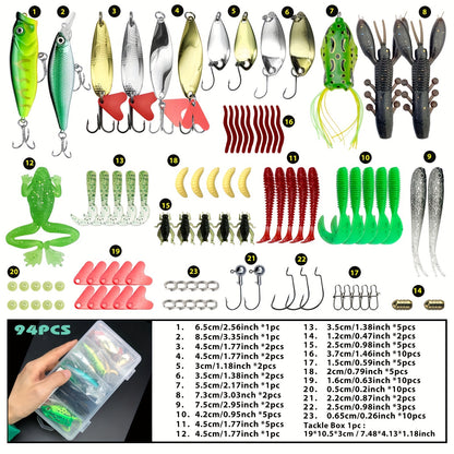 78-Piece Fishing Lure Tackle Set for Bass and Trout Adventures