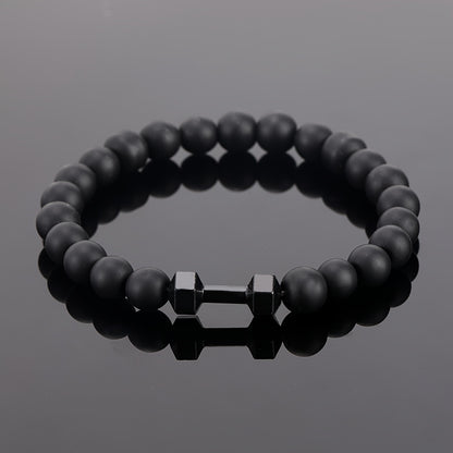 Frosted Bead Dumbbell Bracelet - Elevate Your Masculine Style