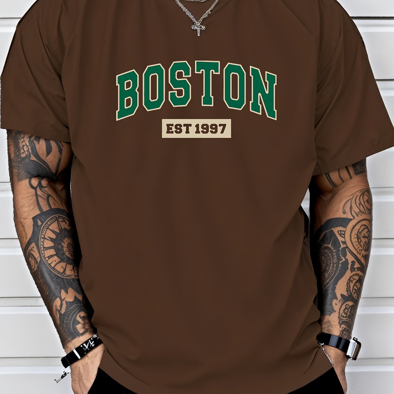 Men's Casual Letter Print T-shirt for Spring and Summer Wear