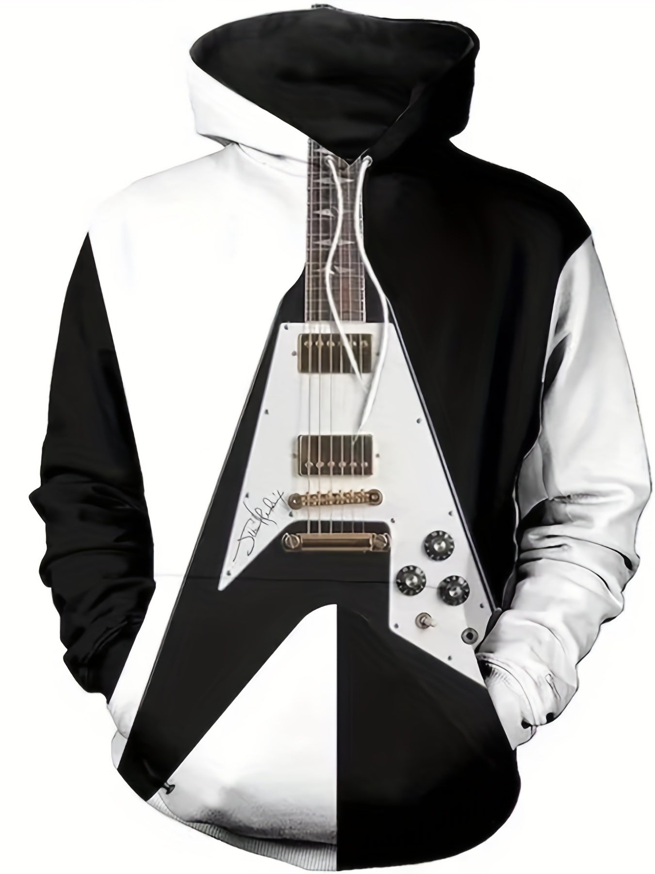 Vibrant Plus Size Guitar Hoodie – Cozy 3D Graphic Sweatshirt