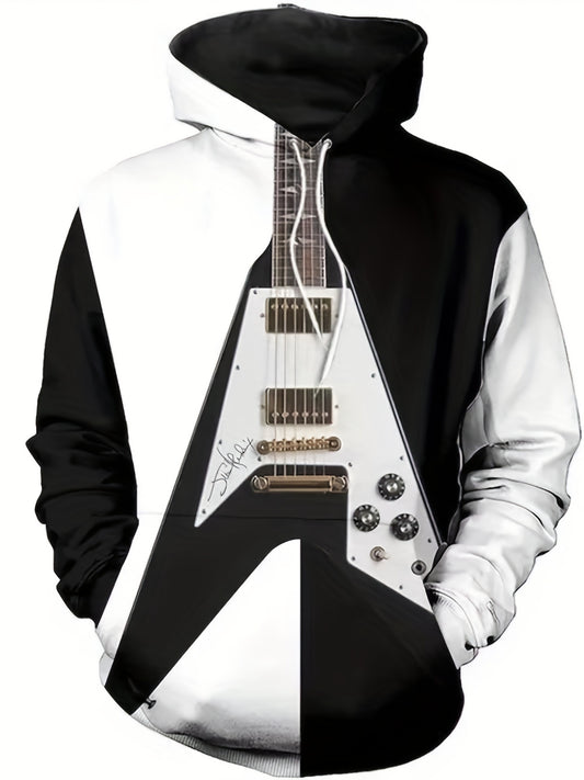 Vibrant Plus Size Guitar Hoodie – Cozy 3D Graphic Sweatshirt