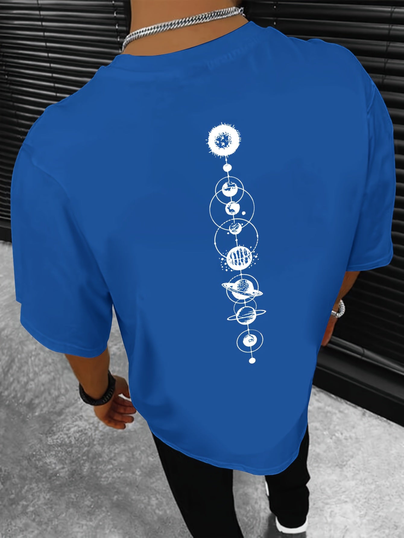 HookUpCo. Men's Casual Planet Print Short Sleeve T-shirt