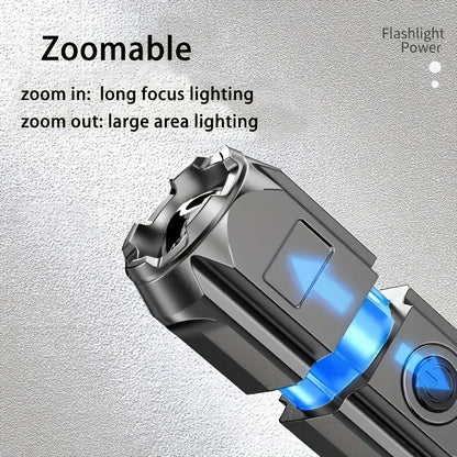 Rechargeable Super Bright Zoomable Flashlight for Outdoors