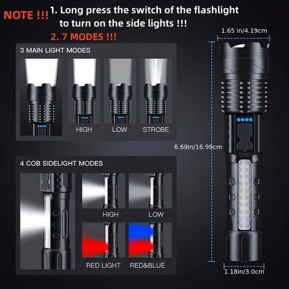 Rechargeable LED Torch with 2400mAh Battery for Outdoors