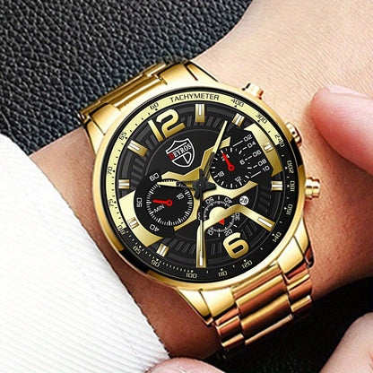 3-Piece Men's Quartz Watch, Bracelet & Necklace Set