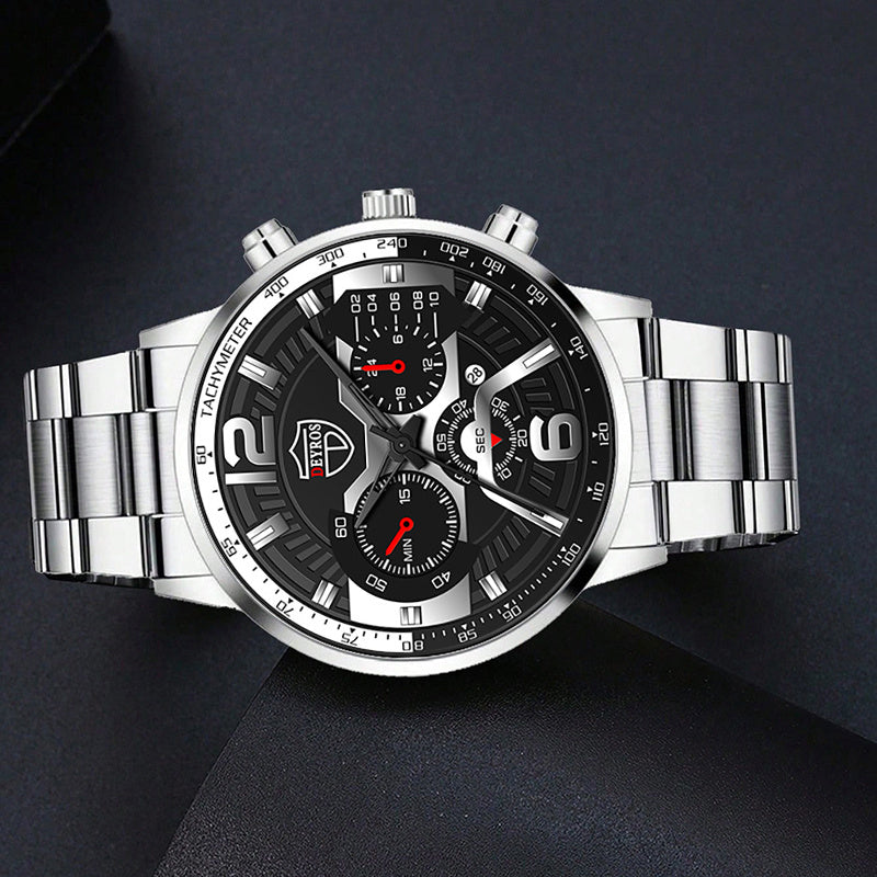 3-Piece Men's Quartz Watch, Bracelet & Necklace Set