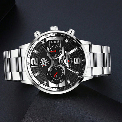 3-Piece Men's Quartz Watch, Bracelet & Necklace Set