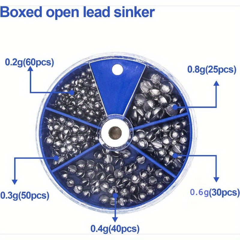 205pcs Round Split Shot Sinkers - Versatile Fishing Weights