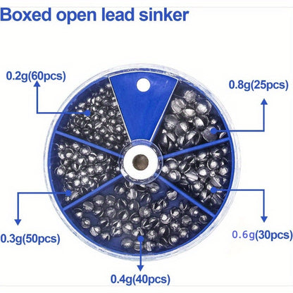 205pcs Round Split Shot Sinkers - Versatile Fishing Weights