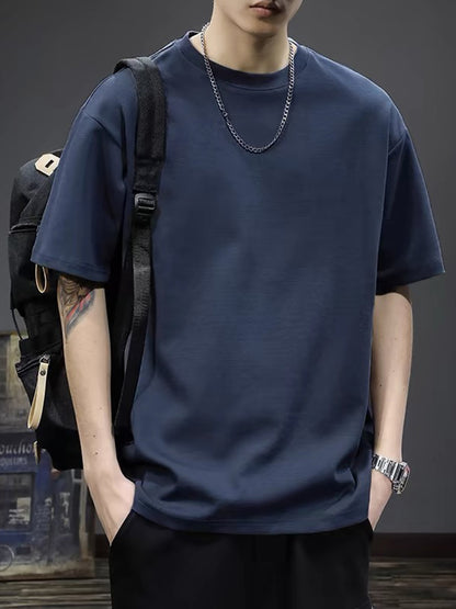 Men's Cotton Crew Neck Tee for Summer Comfort