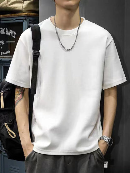 Men's Cotton Crew Neck Tee for Summer Comfort