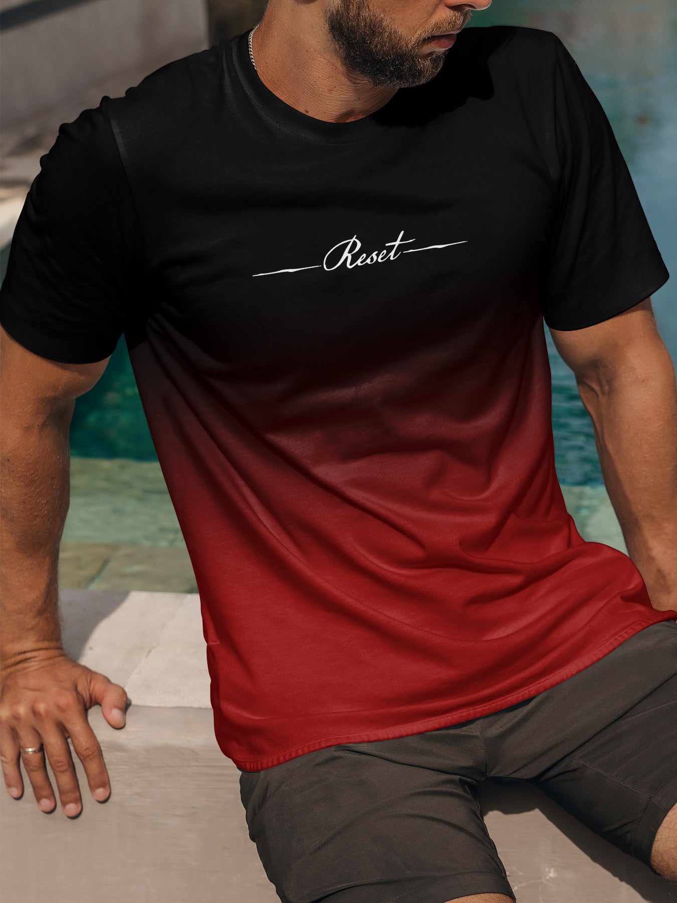 Men's Short Sleeve Gradient Graphic Tee for Summer Adventure