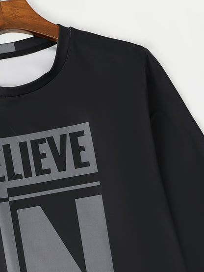 Color Block Casual Men's 2-Piece Outfit Set for Fall/Winter