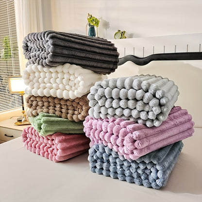 Ultra-Soft Pink Faux Rabbit Fur Blanket for All Seasons