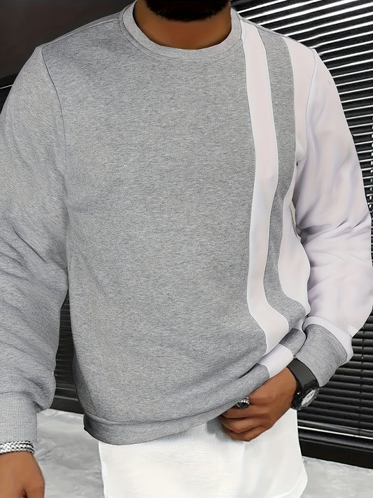 Color Block Sweatshirt with Warm Fleece for Fall Style