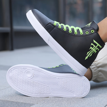 HookUpCo. Men's Plus Size High Top Skate Sneakers, Ultra Comfy