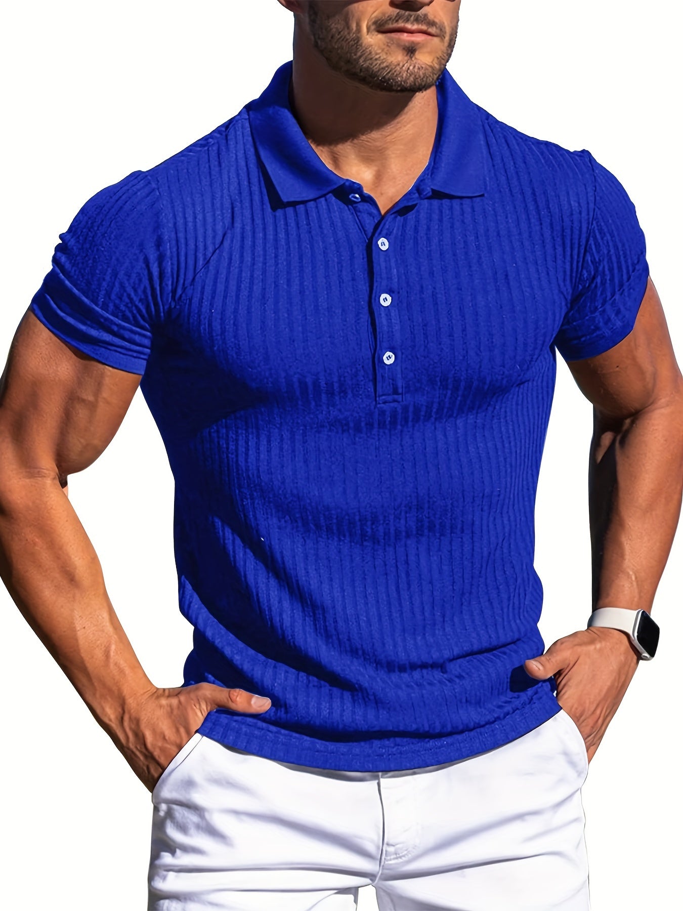 Men's Vintage High Stretch Button-Up Shirt for Summer Wear