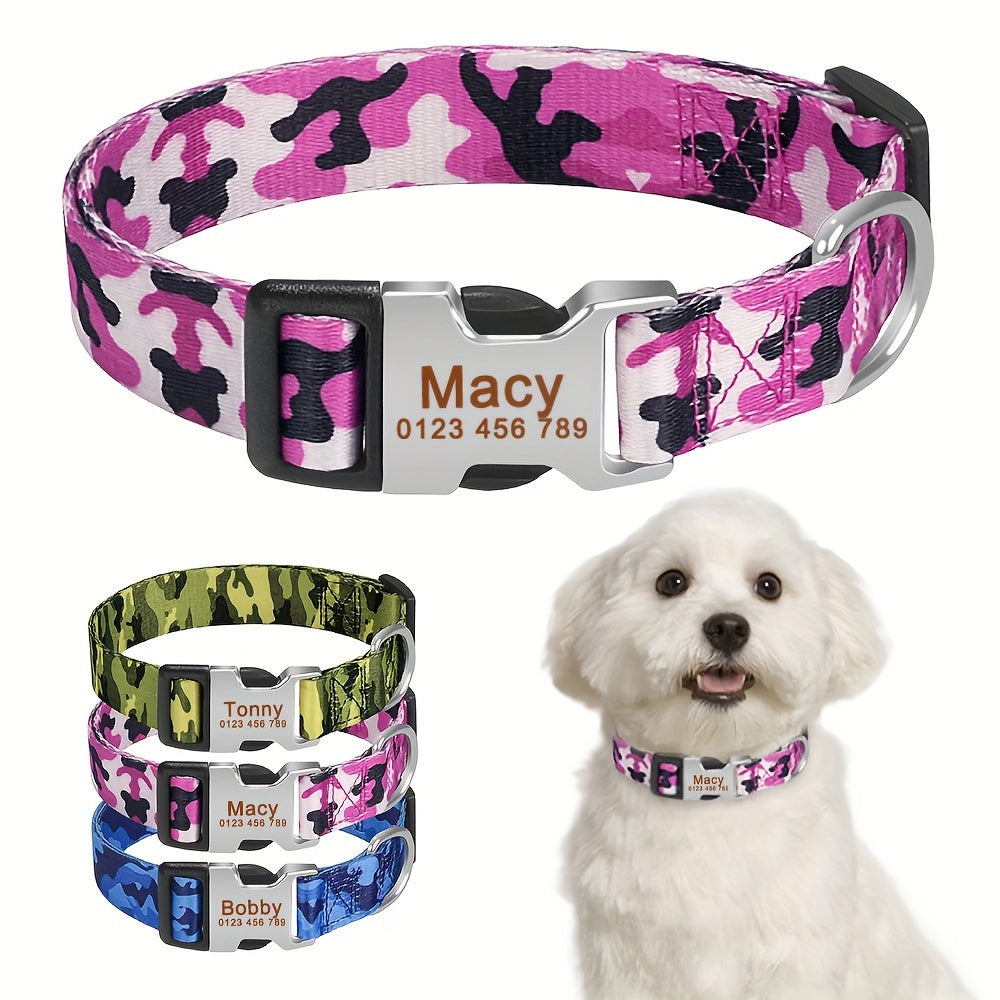 Personalized Camouflage Dog Collar with Free Engraving Tag