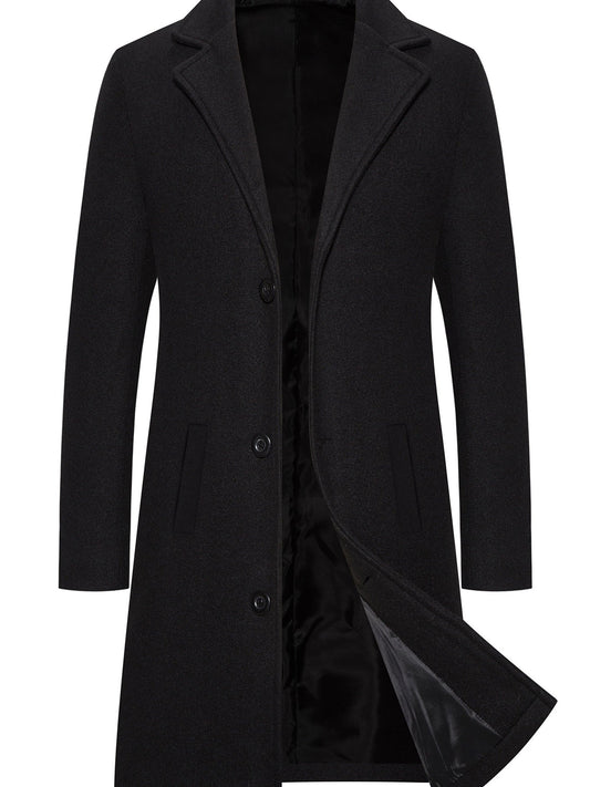 Plus Size Men's Fleece Lapel Coat for Elegant Winter Style