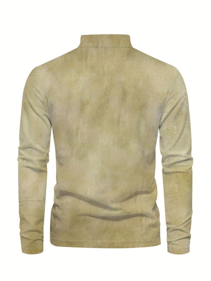 Plus Size Men's 3D Sailboat Print Long Sleeve Shirt