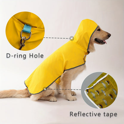 Reversible Dog Raincoat, Adjustable, Duck Print
