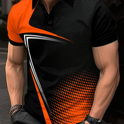 Summer Men's Lapel Golf T-Shirt for Active Leisure Wear