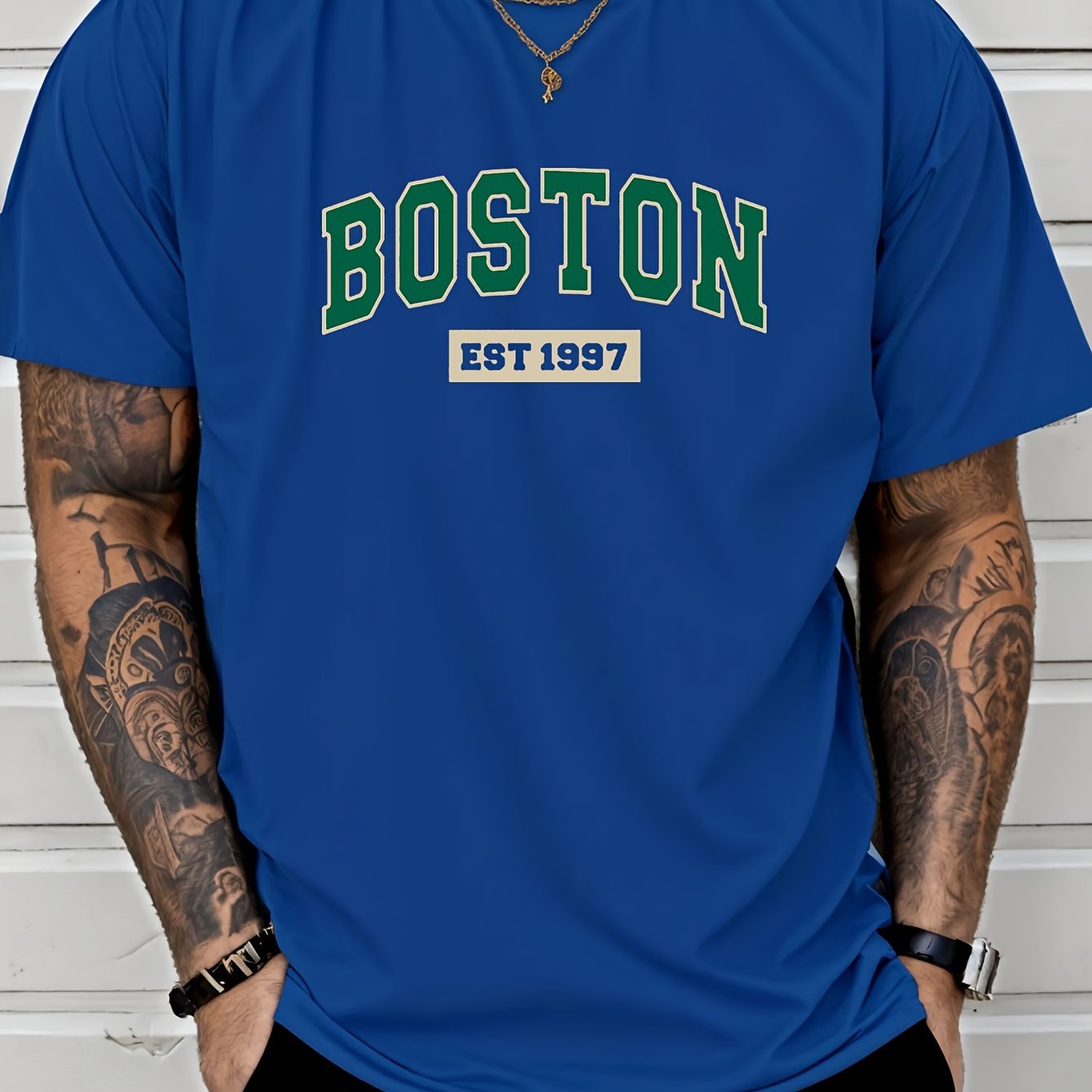 Men's Casual Letter Print T-shirt for Spring and Summer Wear