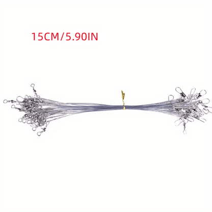 Durable Anti-Bite Steel Fishing Line with Swivel, 50-100pcs