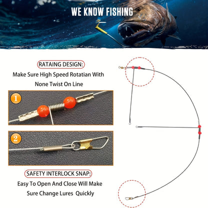 High-Strength Fishing Leaders with Spring Snap - 6/12pcs Set