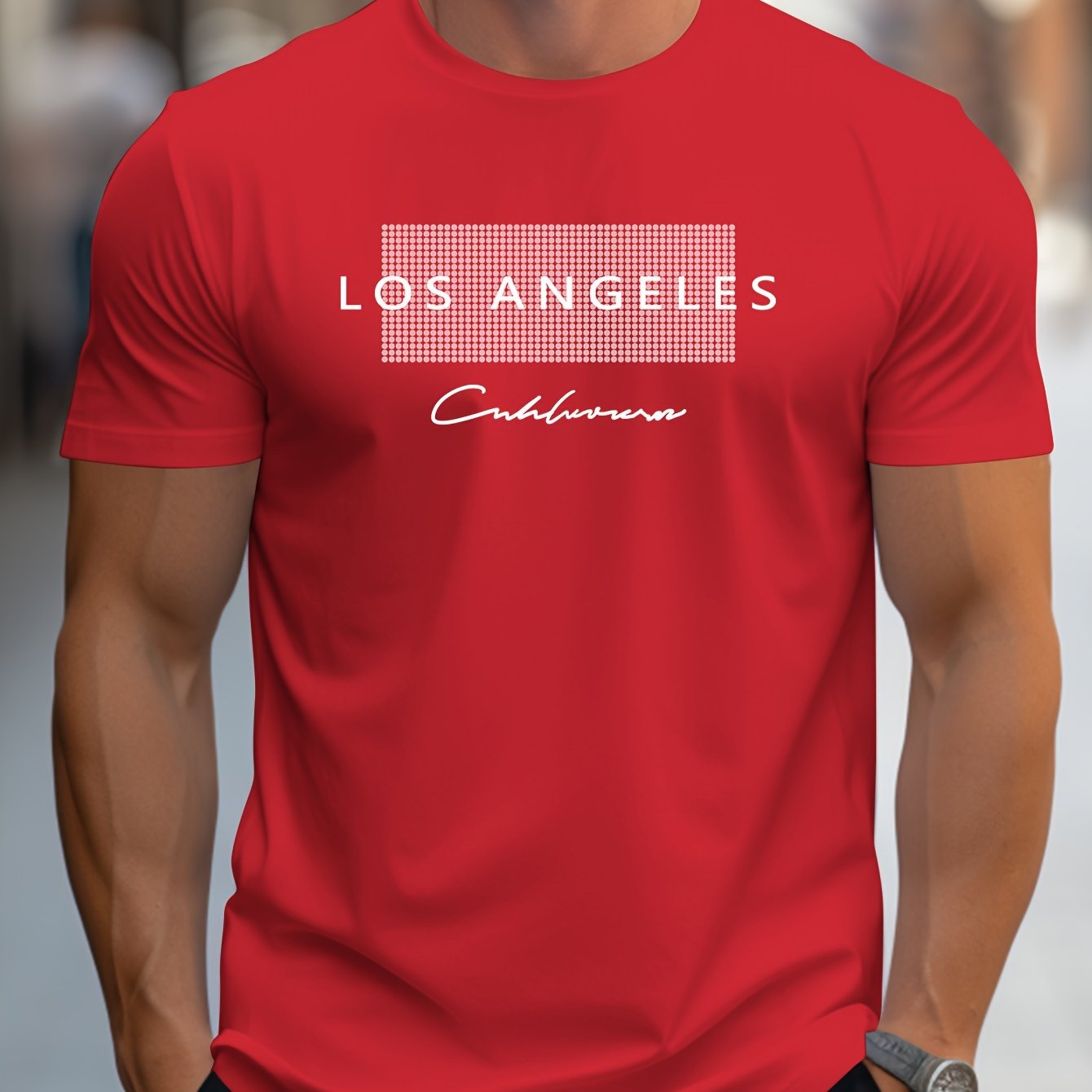 HookUpCo. Los Angeles Graphic Print Casual Short Sleeve Tee