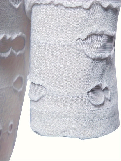 HookUpCo. Men's Casual Ripped V-Neck Tee for Everyday Wear