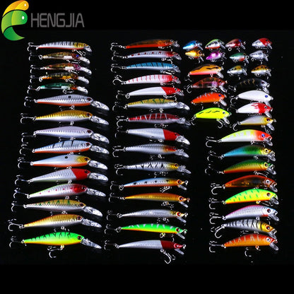 56pc Fishing Lures Set for Freshwater and Saltwater Anglers