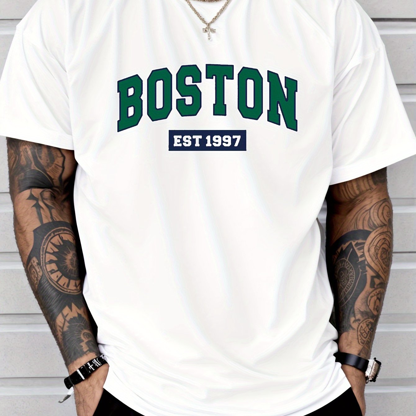 Men's Casual Letter Print T-shirt for Spring and Summer Wear