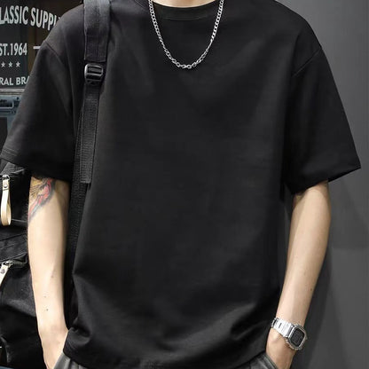 Men's Cotton Crew Neck Tee for Summer Comfort