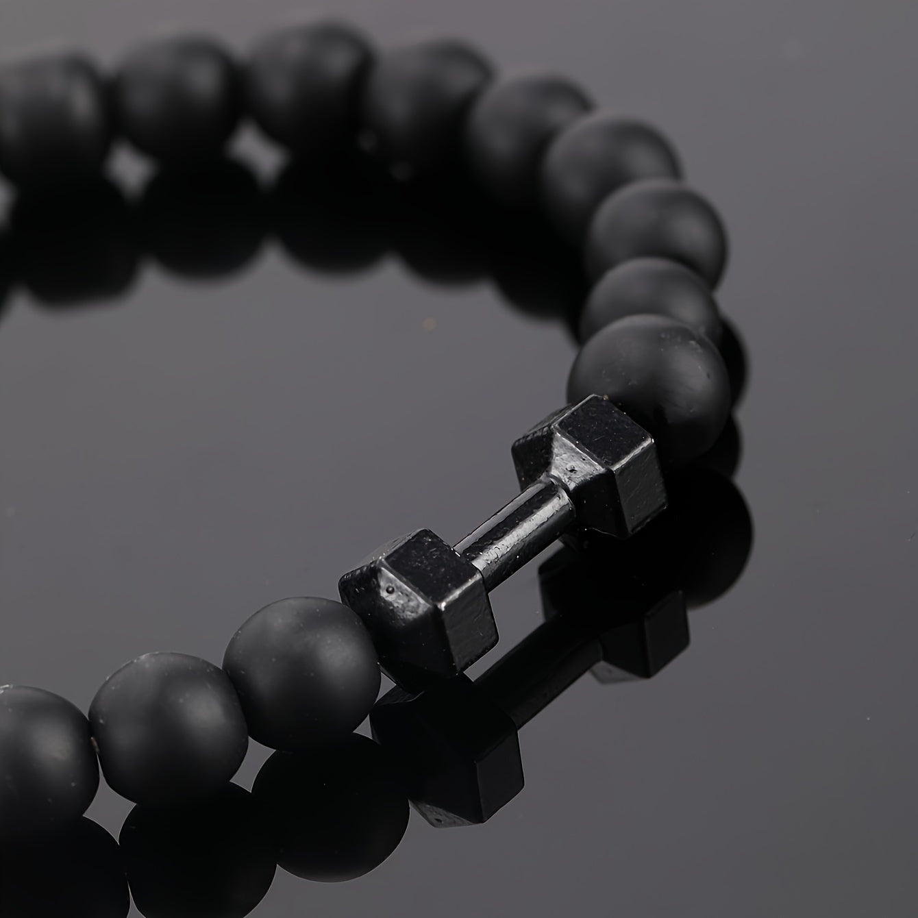 Frosted Bead Dumbbell Bracelet - Elevate Your Masculine Style