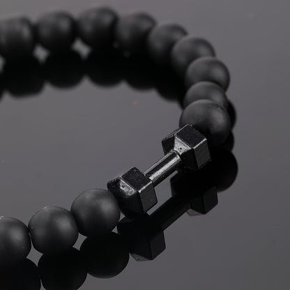 Frosted Bead Dumbbell Bracelet - Elevate Your Masculine Style