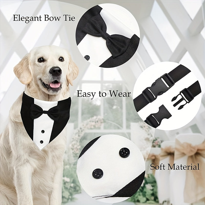 Stylish Dog Tuxedo Suit with Adjustable Bow Tie Collar