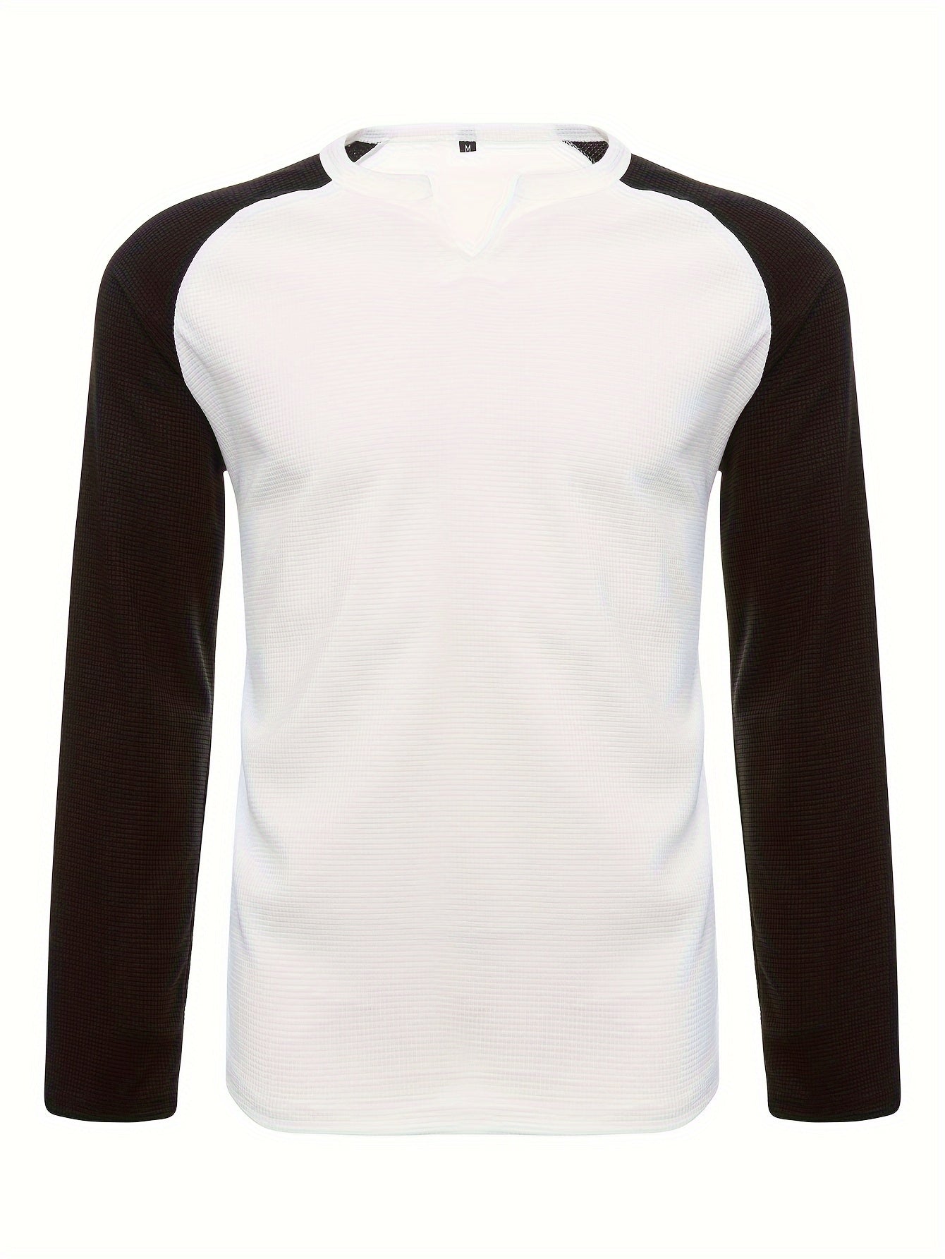 Mens Color Block Long Sleeve V-Neck T-Shirt for All Seasons