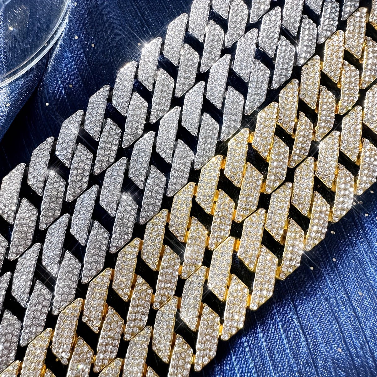 Glamorous 14MM Rhinestone Cuban Chain Necklace for Men