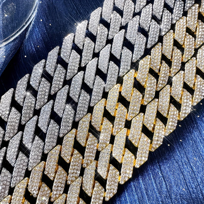 Glamorous 14MM Rhinestone Cuban Chain Necklace for Men