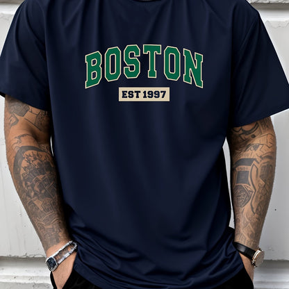 Men's Casual Letter Print T-shirt for Spring and Summer Wear