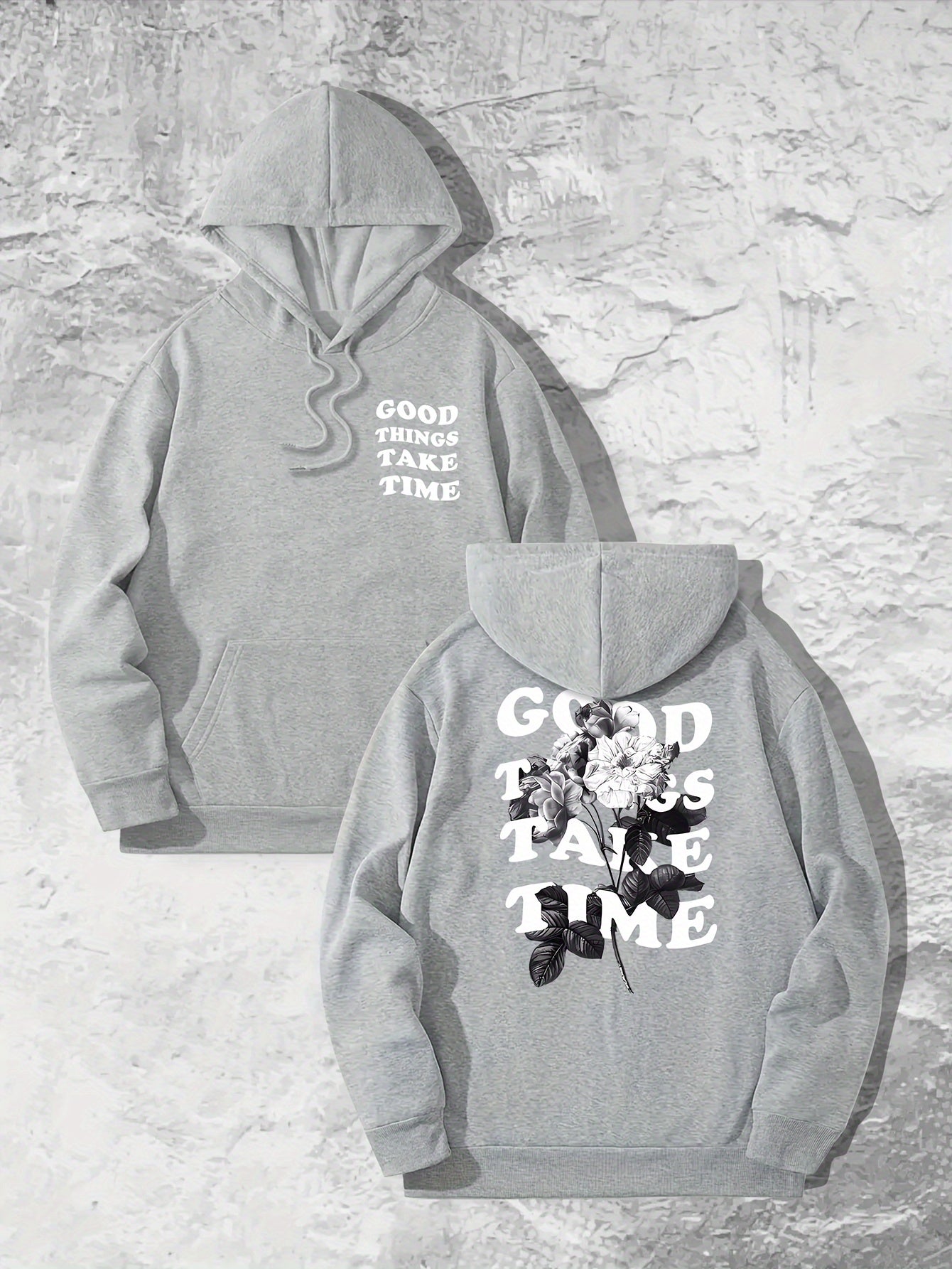 Flower Print Hooded Sweatshirt for Men - Casual Autumn Style