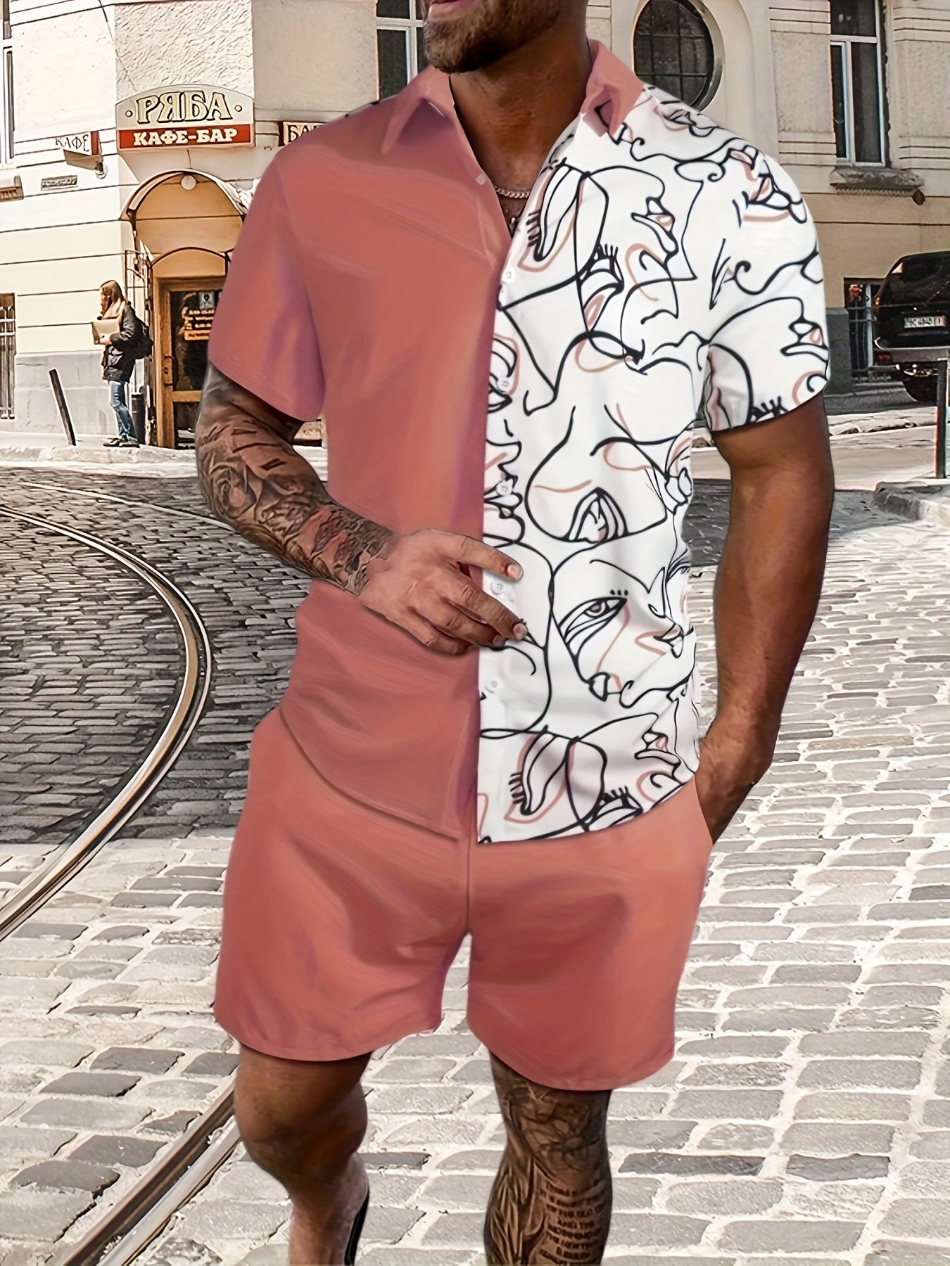 Casual Summer Outfit Set: Hawaiian Shirt and Shorts Combo