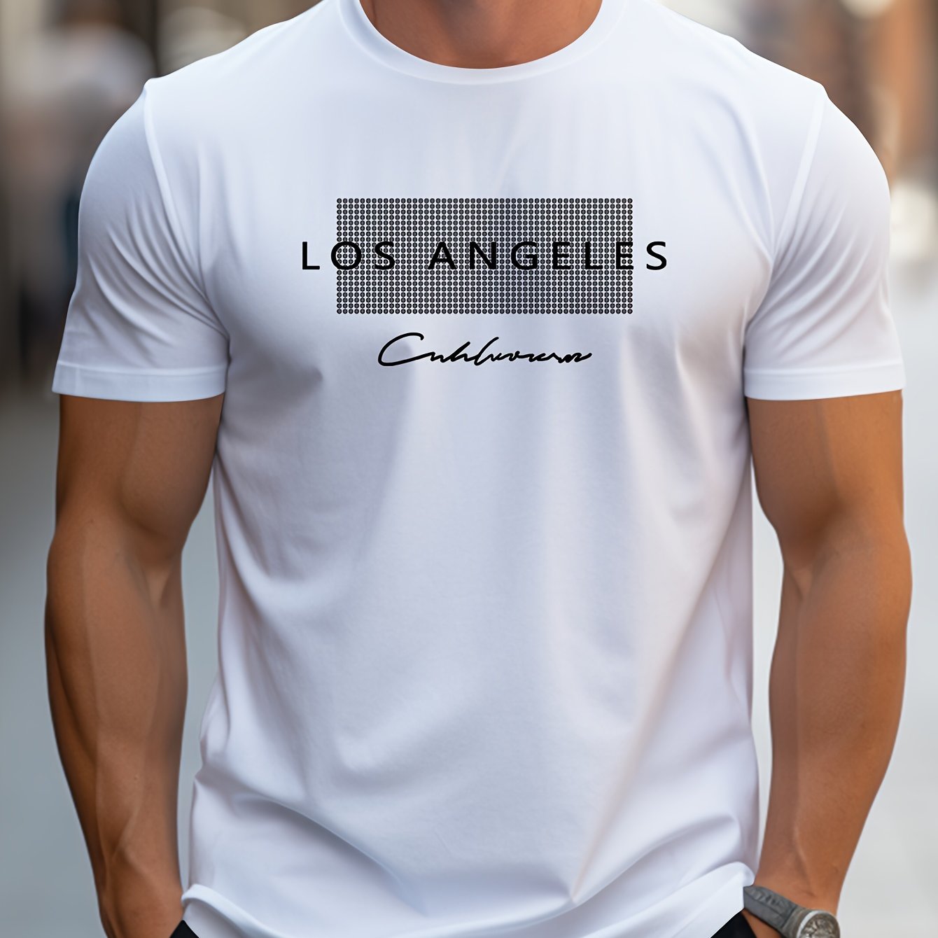 HookUpCo. Los Angeles Graphic Print Casual Short Sleeve Tee