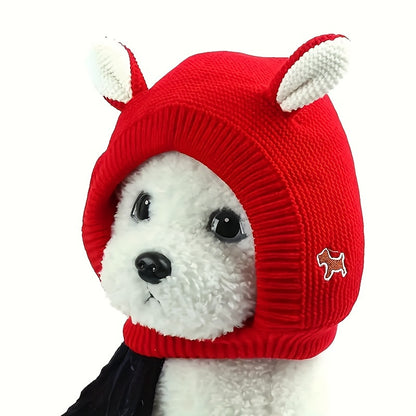 Knitted Dog Hat for Noise Protection, Warm Winter Cap