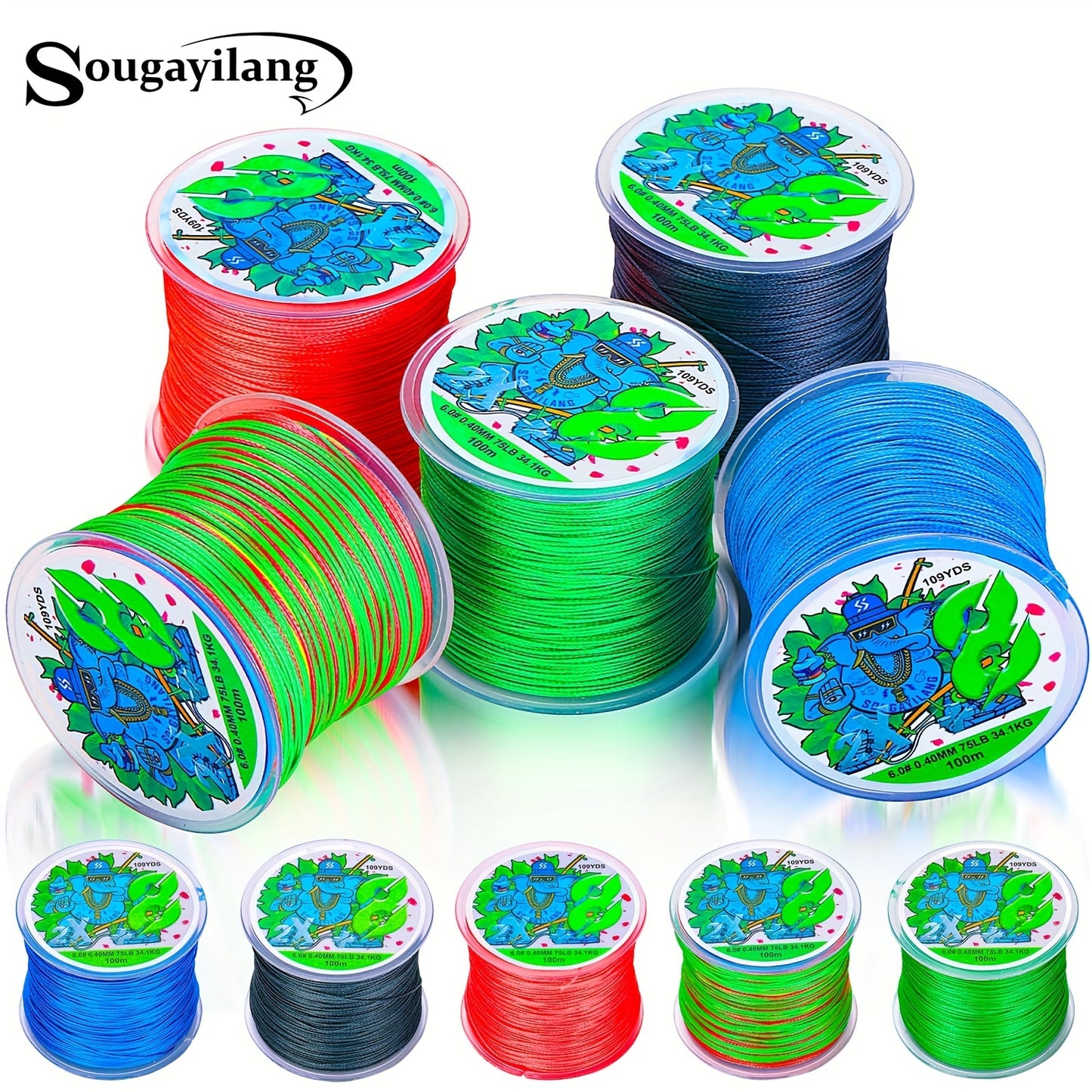 Super-Strong Braided PE Fishing Line, 16-75LB, 109yds