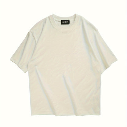 Men's Casual Cotton Blend Crew Neck T-Shirt for Outdoors